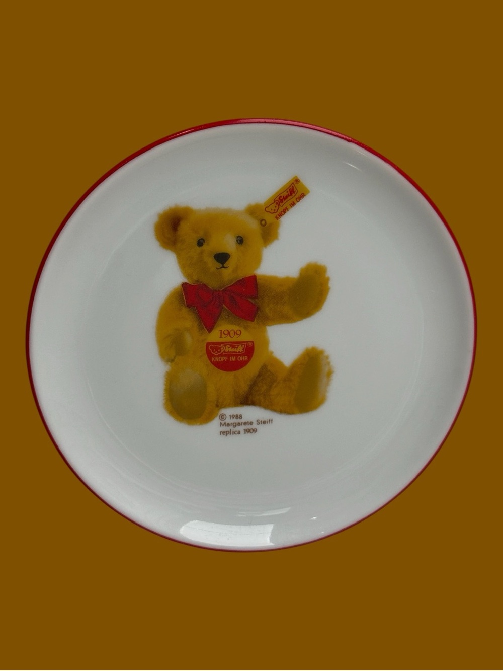 Vintage Steiff Mini Porcelain Collector Plate Teddy Bear Germany